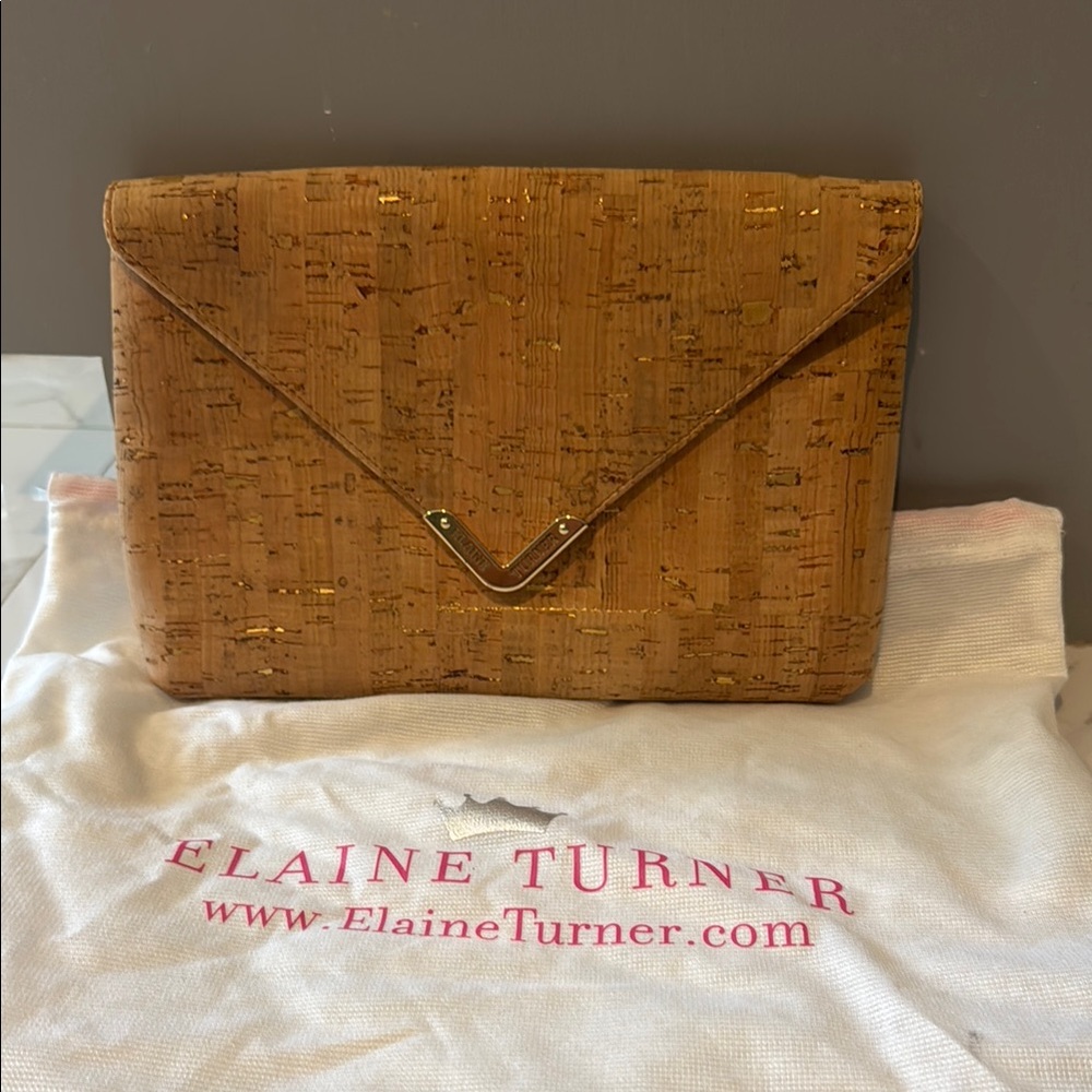 Elaine Turner Gold-Accented Cork Envelope Clutch
